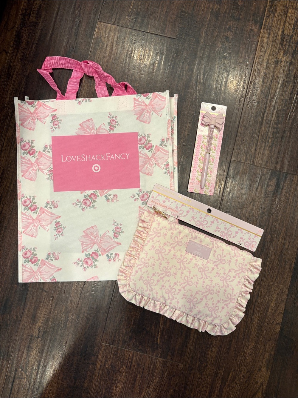 LoveShackFancy Pink Floral  Tote & Accessory Set